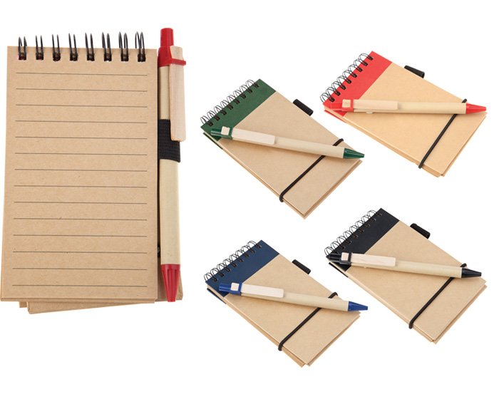 LIBRETA DE PAPEL RECICLADO CON CINTA ELASTICA C245